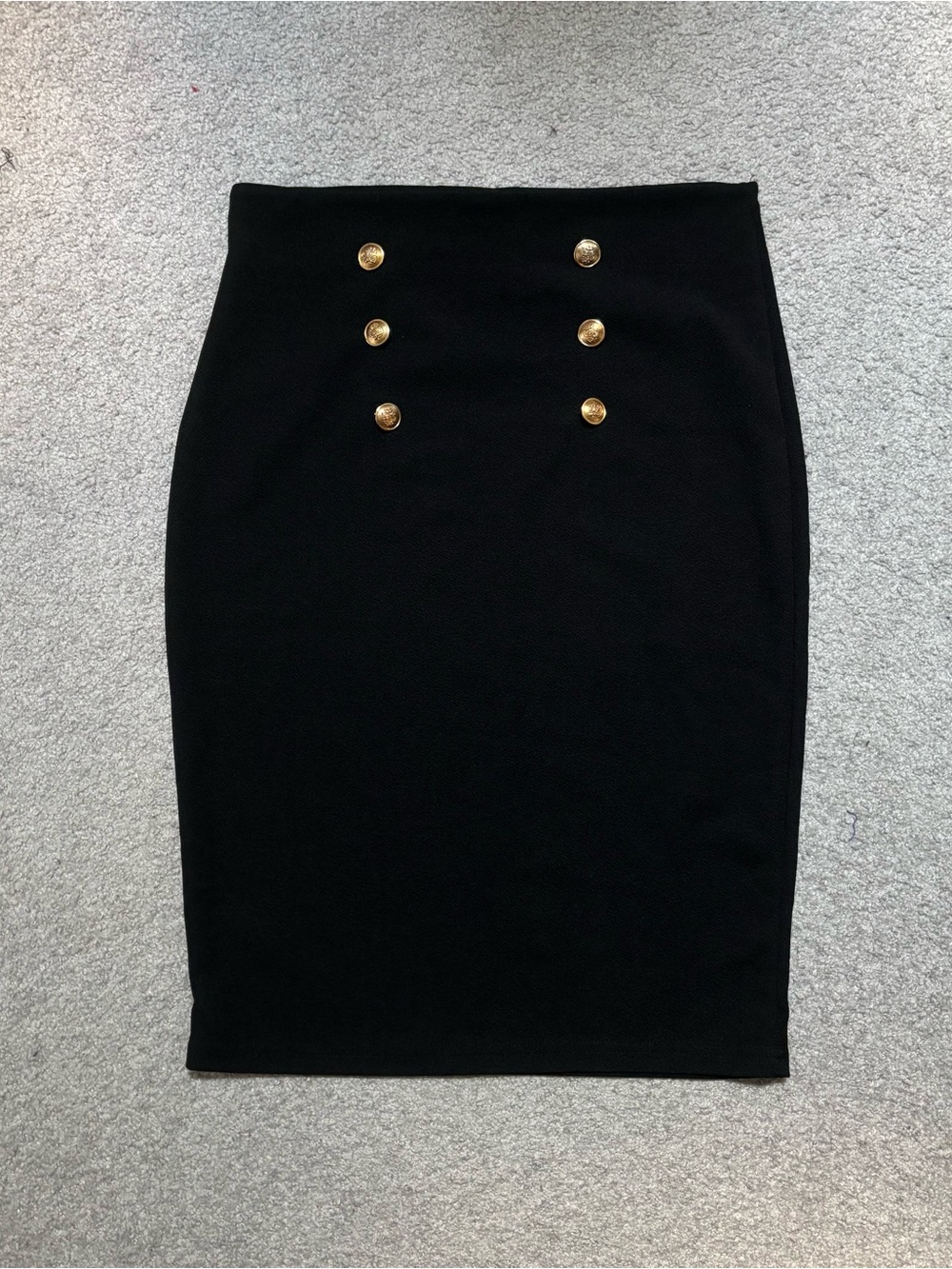 SHEIN Black Bodycon Mini Skirt with Button Accents